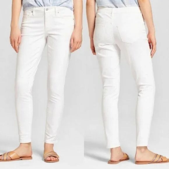Universal Thread Mid Rise Skinny Jeans White Denim Size 10 - Picture 1 of 11